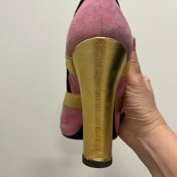 Miu Miu Pink and Gold Heels used size 39 Euro from 2013 Collection - Picture 8 of 16